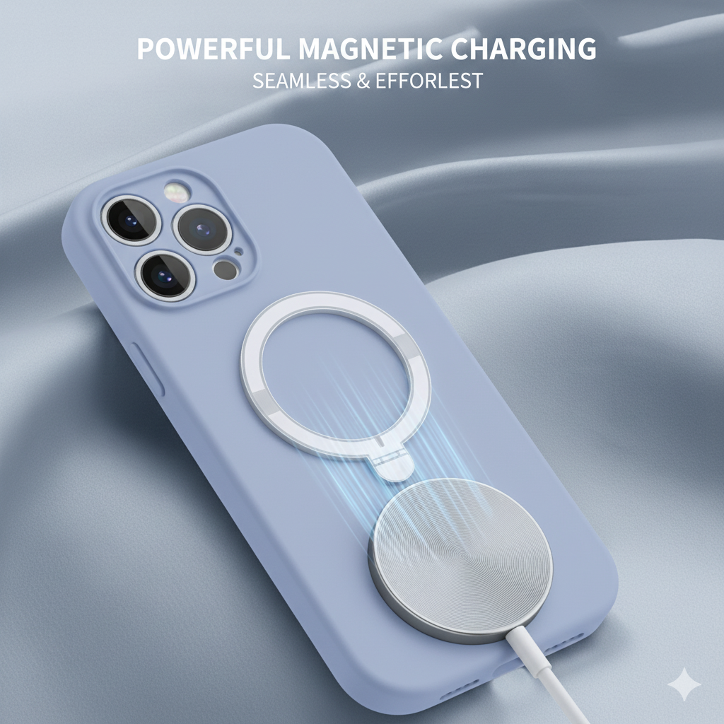 Magnetic Silicone Phone Case For iPhone 17 16 15 14 13 11 12 Pro Max Air Kickstand Ring Holder Cover For iPhone 14 15 16 Plus